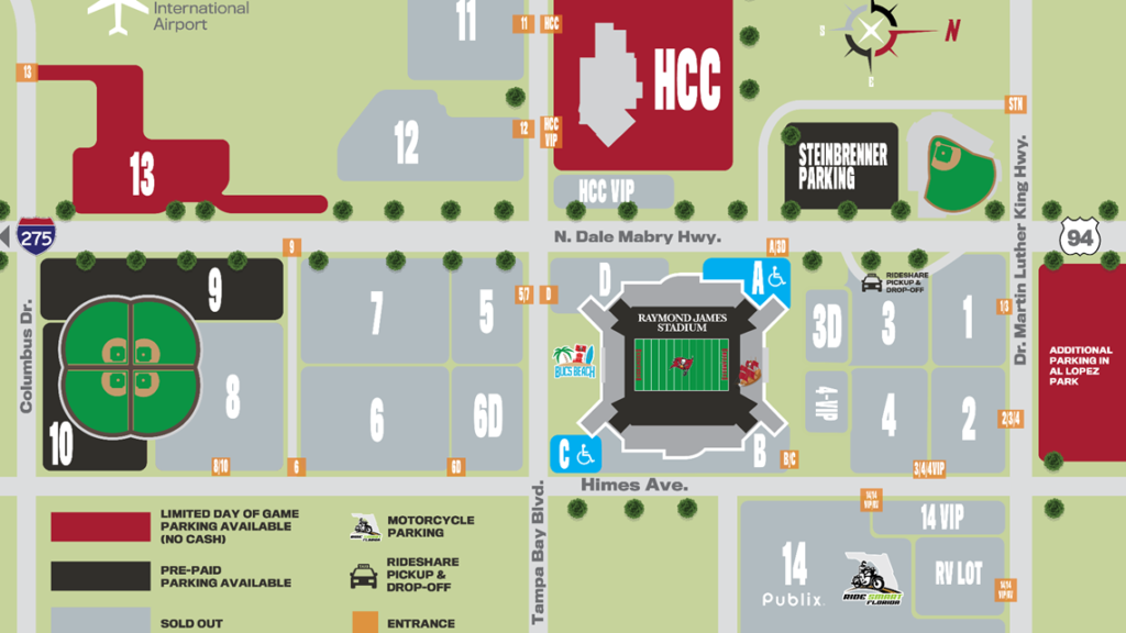 Raymond James Stadium (Buccaneers stadium) Parking Plan