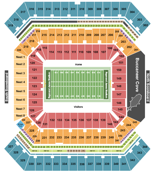 Raymond James Stadium (Buccaneers stadium) Seating Chart 